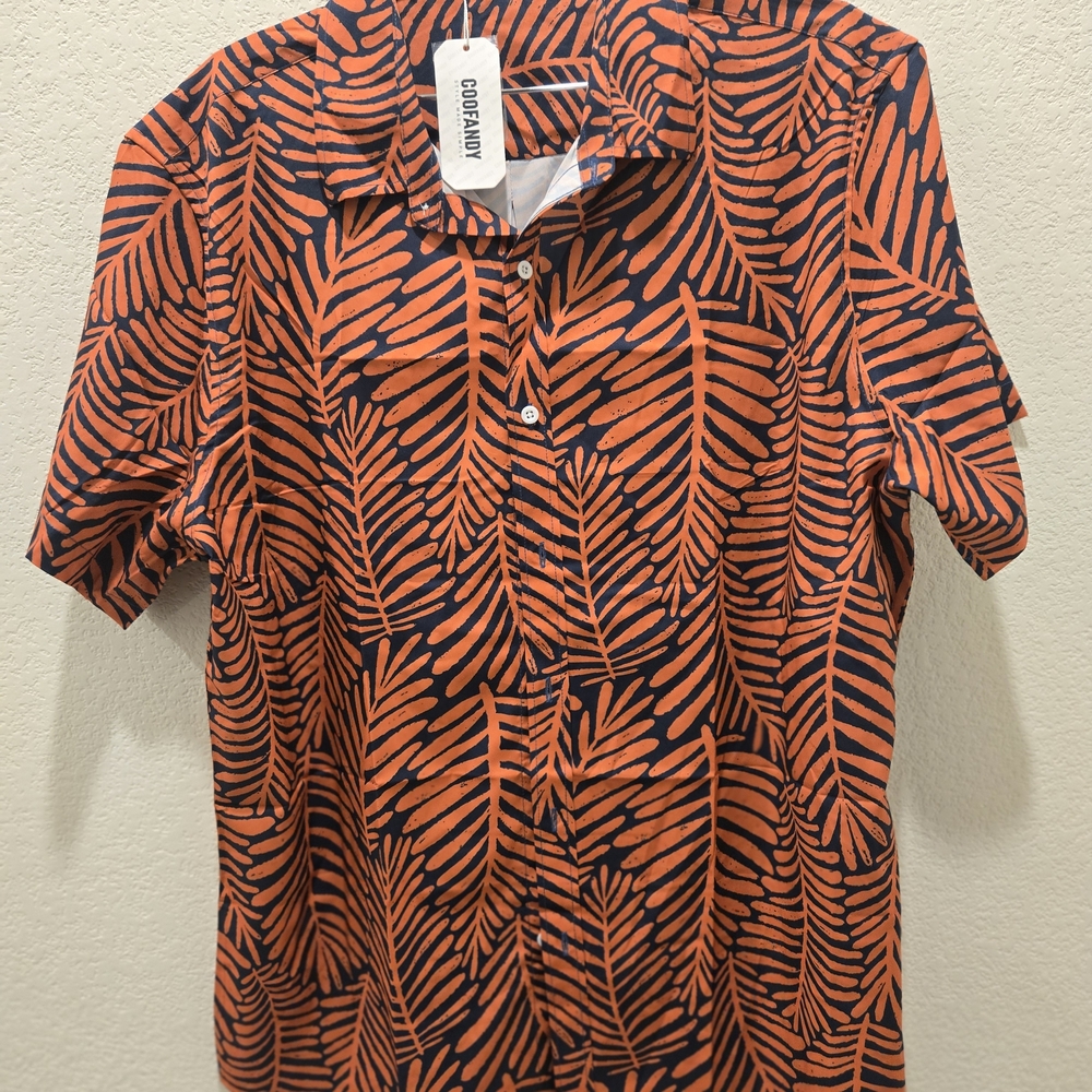 Coral Bay Men's Vibrant Leaf Pattern Shirt
